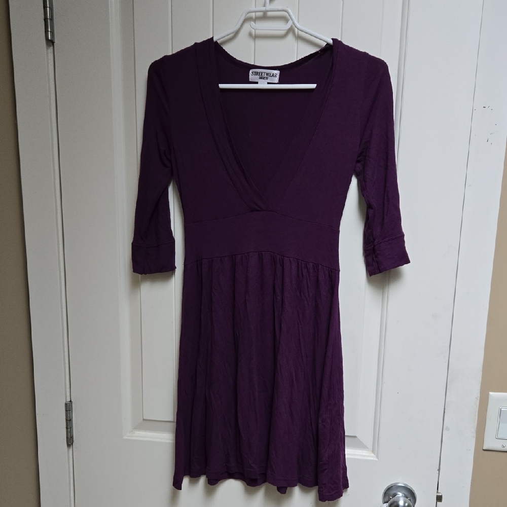 Streetwear Society Deep Purple V-Neck Dress Small